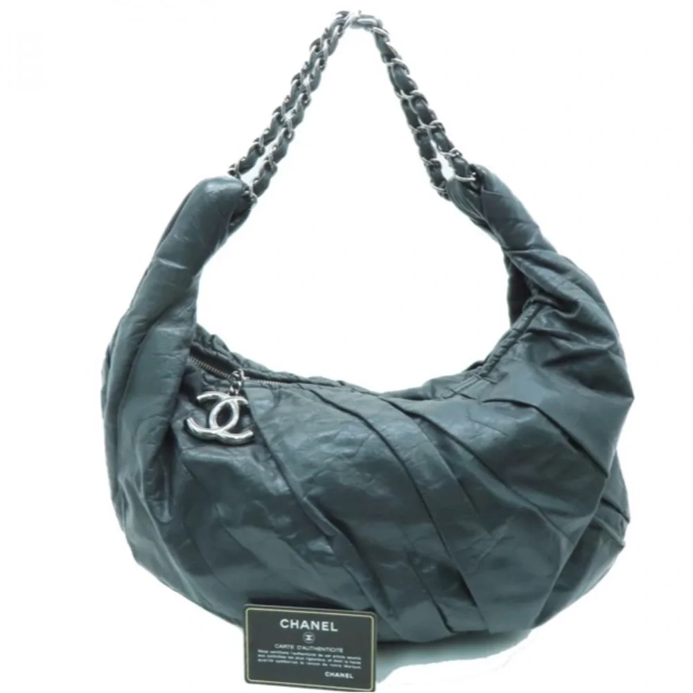 💎 CHANEL 💎 RARE CROISSANT ZIPPER CLOSURE REAL LEATHER - Picture 2 of 12